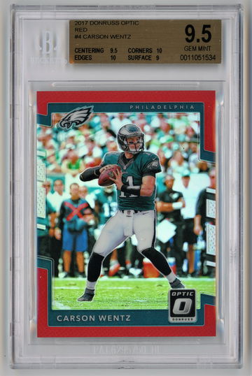 2017 Donruss Optic Red /99 Carson Wentz BGS 9.5 Pop 2