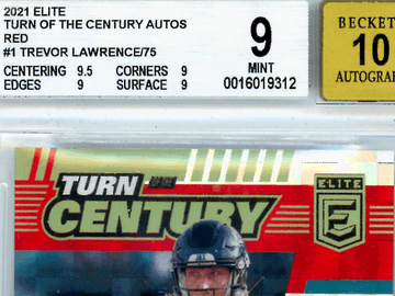 Graded 2021 Elite Turn of the Century Trevor Lawrence #1 Red Autographs /75 Trading Card BGS 9 Auto 10