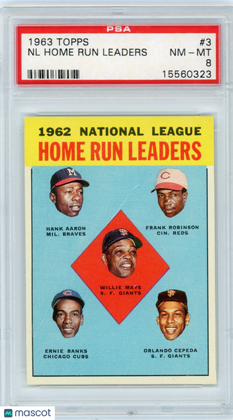 1963 Topps NL Home Run Leaders #3 PSA 8