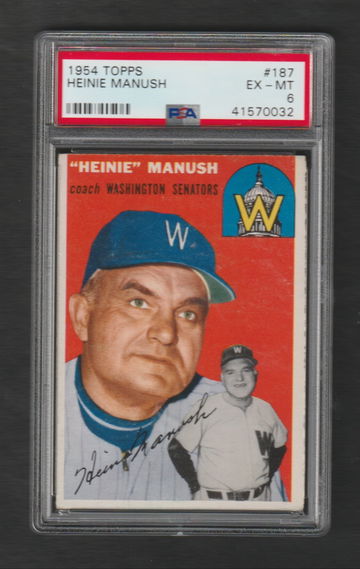 1954 Topps #187 Hall of Famers Heinie Manush PSA 6