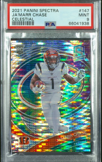 Ja'Marr Chase 2021 Panini Spectra Celestial Prizm 94/99 RC Rookie PSA 9 Mint SP