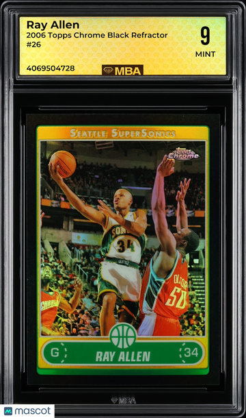 2006 Topps Chrome Ray Allen #26 Black Refractor MBA 9