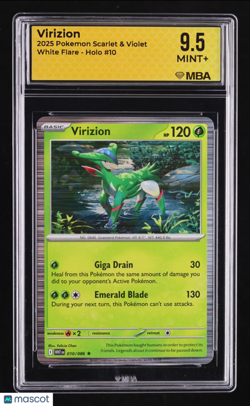 2025 Pokemon Scarlet & Violet White Flare Virizion Holo MBA 9.5 #10