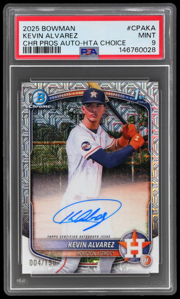 2025 Bowman Chrome Kevin Alvarez Prospect Autograph Hta Choice Refractor PSA 9