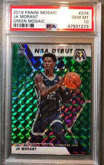 2019-20 Panini Mosaic JA Morant Debut Green Camo PSA 10