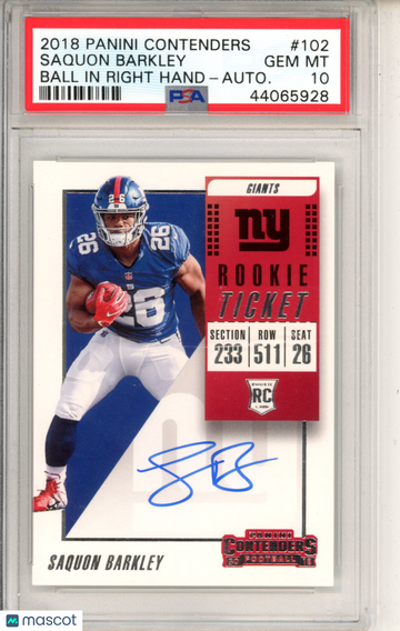 2018 Panini Contenders Saquon Barkley #102 Autograph Rookie PSA 10