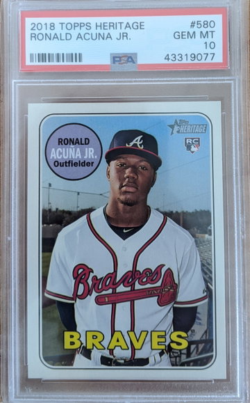 2018 Topps Heritage 580 Ronald Acuna Jr. RC PSA 10 GEM MINT 