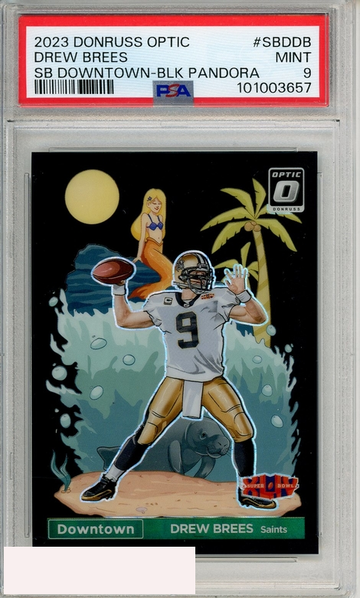 2023 PANINI DON OPTIC SB DOWNTOWN DREW BREES #SBDDB BLK PAND PSA 9