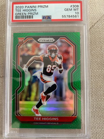 2020 Tee Higgins RC Green Prizm PSA 10