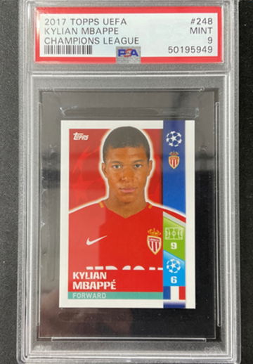 2017 Topps Uefa Champions League Kylian Mbappe Rookie Monaco PSA 9 POP 51