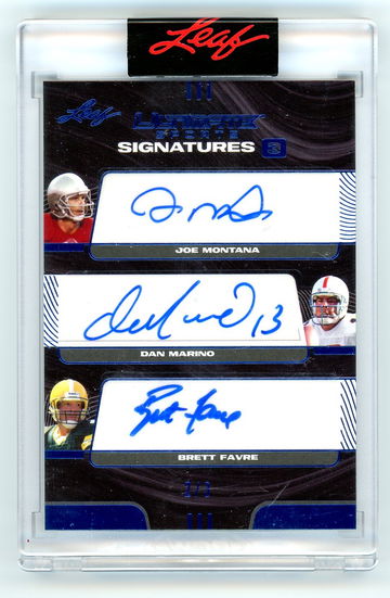 2021 Leaf Ultimate Sports Signatures 3 - Joe Montana/Dan Marino/Brett Favre 2/3
