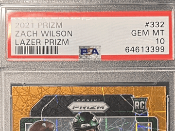 2021 Panini Prizm Zach Wilson #332 Lazer Prizm Parallel/Variety Rookie PSA 10