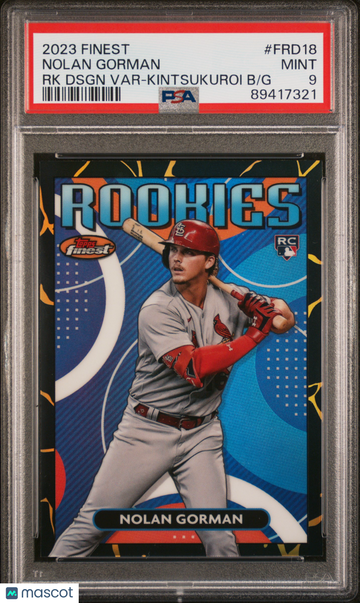 2023 Topps Finest Finest Rookies Design Variations Nolan Gorman #FRD18 RK Dsgn Kintsukuroi B PSA 9