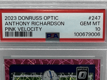 Graded 2023 Donruss Optic Rated Rookie Pink Velocity Anthony Richardson Trading Card PSA 10 Indianapolis Colts #247