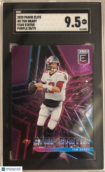 TOM BRADY 2020 Donruss Elite #5 Star Status PURPLE Parallel SP #/75 SGC 9.5 Mint
