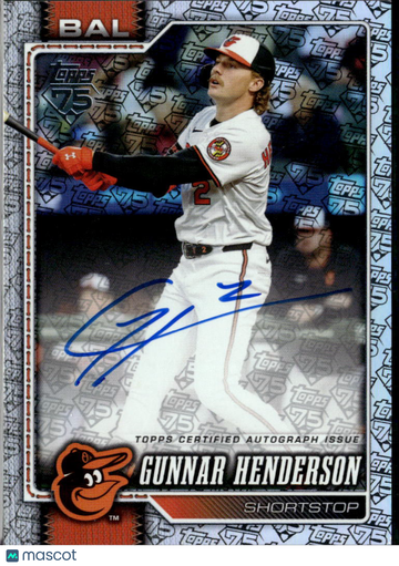 2025 Topps Series One Gunnar Henderson #46 75th Anniversary Logo Pattern /5