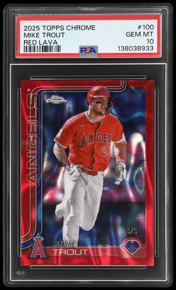 2025 Topps Chrome Mike Trout Red Lava Refractor PSA 10
