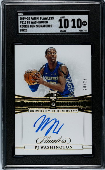 2019 Flawless #115 PJ Washington Rookie Gem Signatures /25 SGC 10