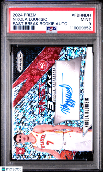2024 Panini Prizm Fast Break Rookie Autographs Nikola Djurisic #FBRNDH PSA 9