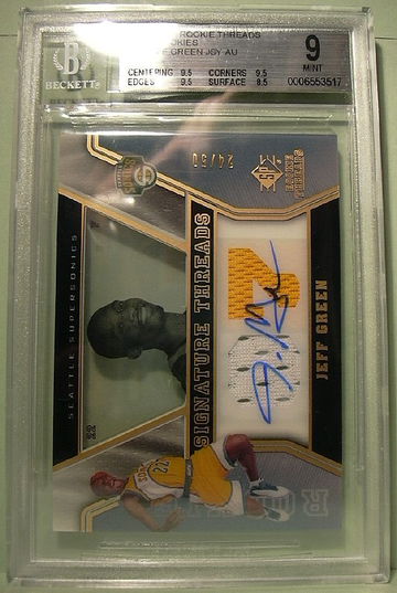 2007-08 SP ROOKIE THREADS GOLD ROOKIES #52 JEFF GREEN AUTO 46/50 BGS 9 MINT