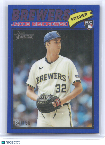 2026 Topps Heritage Jacob Misiorowski #144 Blue Border Chrome /150 RC