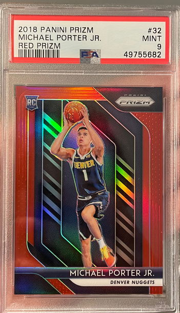 2018 PANIN PRIZM #32 MICHAEL PORTER JR RED PRIZM RC REFRACTOR SP /299 PSA 9 MINT