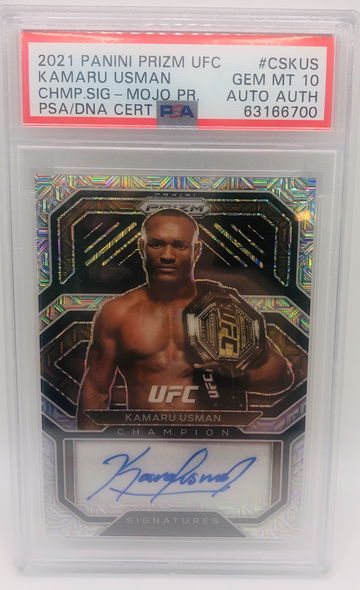 2021 UFC Panini Prizm Kamaru Usman MOJO Auto #/25 PSA 10