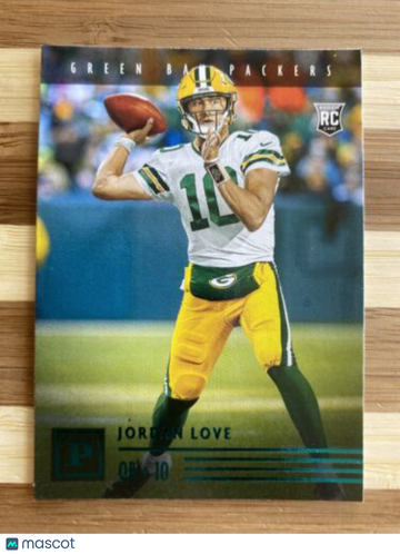 2020 Panini Chronicles Jordan Love Rookie Green Bay Packers #PA-4 Green Parallel