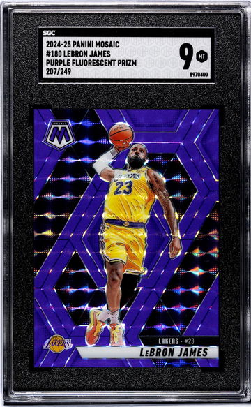 2024 Mosaic #180 LeBron James Purple Fluorescent Prizm /249 SGC 9