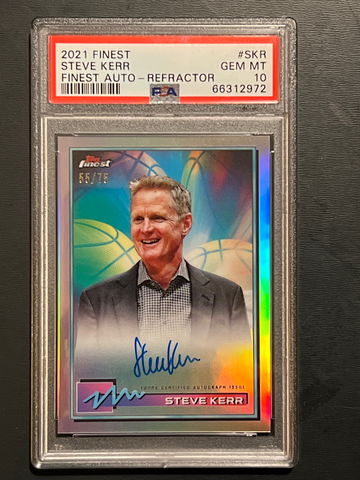 2021 Topps Finest Auto Steve Kerr PSA 10