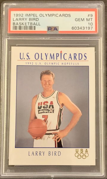 1992 Impel Olympicards Basketball Card  #9 Larry Bird - Graded PSA 10 Gem Mint MT