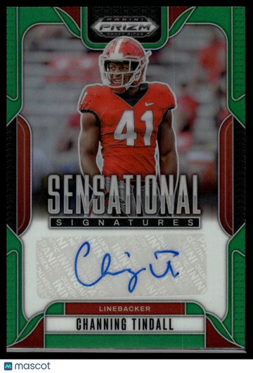 2025 Panini Prizm Draft Picks Channing Tindall #SS-CNT Sensational Signatures Green AU