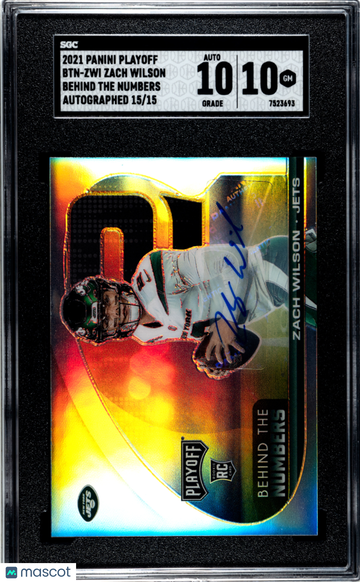 2021 Panini Playoff Zach Wilson #BTN-ZWI Behind The Numbers Auto. SGC 10