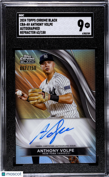 2024 Topps Chrome Black Anthony Volpe #CBA-AV Autograph Refractor SGC 9