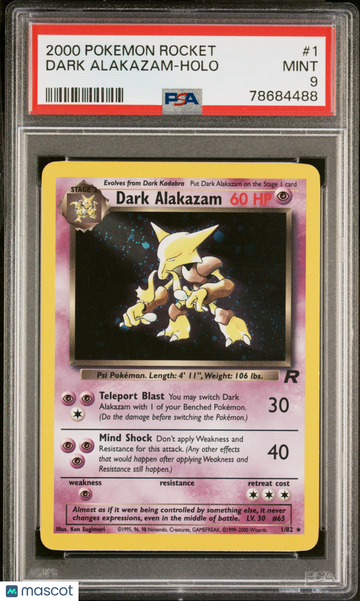 2000 Pokemon Rocket Dark Alakazam Holo PSA 9 #1/82