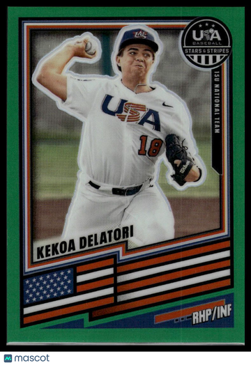 2026 Panini Stars & Stripes Prizm USA Baseball - Green Kekoa Delatori #27