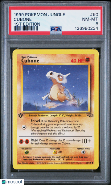 1999 Pokemon Jungle Cubone 1st Edition PSA 8 #50/64