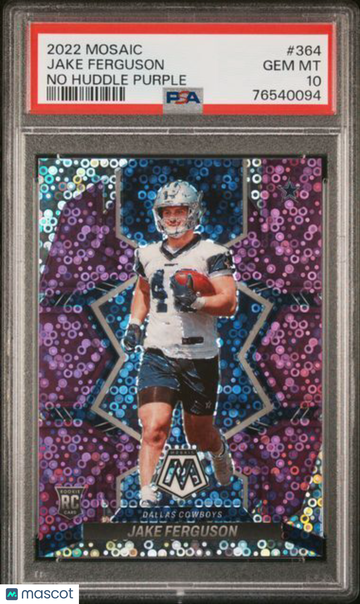 2022 Panini Mosaic Jake Ferguson #364 No Huddle Purple PSA 10