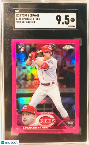 2023 Topps Chrome #146 Spencer Steer PINK REFRACTOR SGC 9.5 MINT+ RC  Rookie