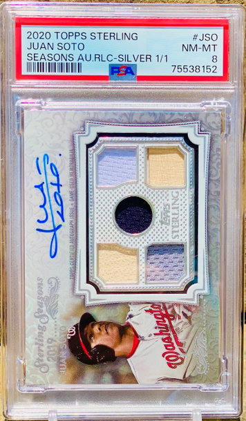 Juan Soto 2019 Sterling Season 1/1 5 Relic Auto 2020 Topps Sterling SSP POP 1