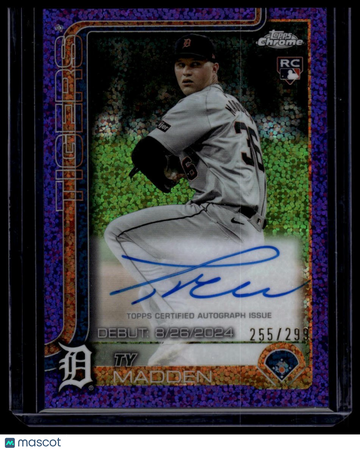 2025 Topps Chrome Update Ty Madden #CRDA-TMA Rookie Debut Autographs Purple Speckle Refractor SN AU