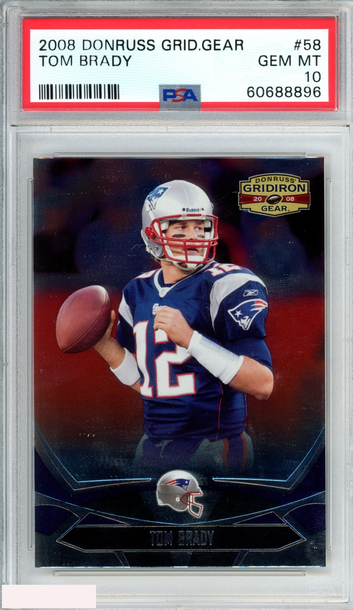 2008 DONRUSS GRIDIRON GEAR TOM BRADY #58 NEW ENGLAND PATRIOTS PSA 10 GEM MT