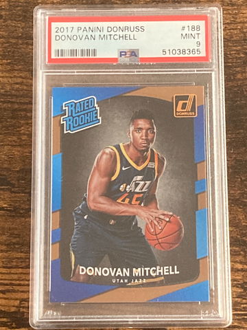 2017-18 Panini Donruss Rated Rookies Donovan Mitchell #188 PSA 9 MINT RC Rookie