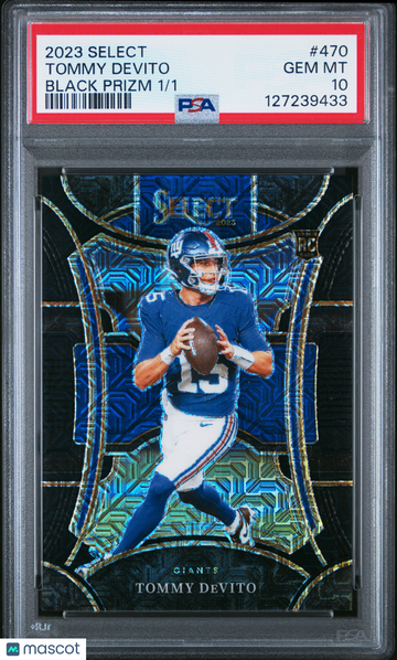 2023 Panini Select Tommy Devito #470 Black Prizm /1 PSA 10