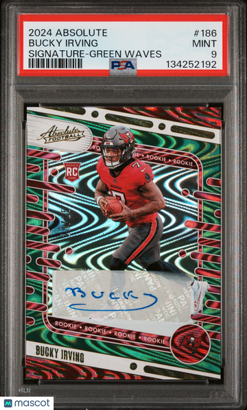 2024 Panini Absolute Bucky Irving #186 Signature Green Waves /25 PSA 9