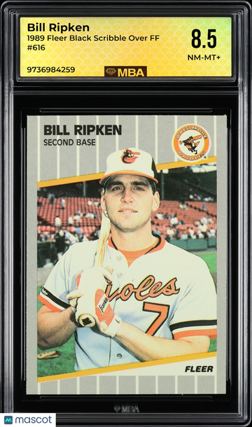 1989 Fleer Bill Ripken #616 Black Scribble Over FF MBA 8.5