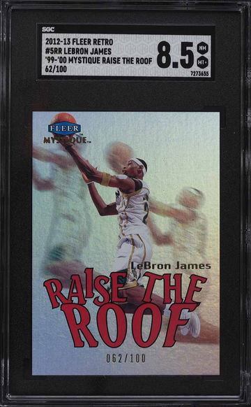 2012 FLEER RETRO '99 MYSTIQUE RAISE THE ROOF LEBRON JAMES /100 #5RR SGC 8.5