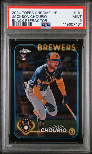 2024 Topps Chrome Logofractor Edition Black Refractor Jackson Chourio #161 /10 PSA 9