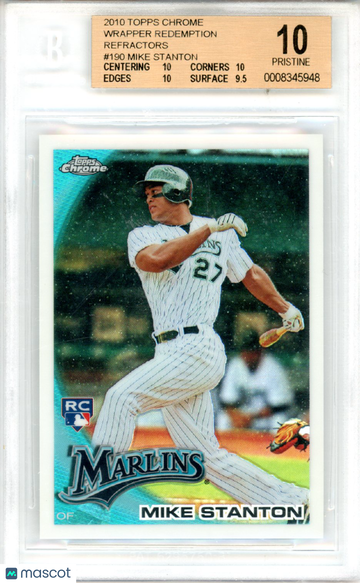 2010 Topps Chrome Wrapper Redemption Refractors Mike Stanton #190 BGS 10