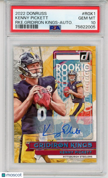 Graded 2022 Donruss Kenny Pickett #1 RKE Gridiron Kings Auto PSA 10 Steelers Football Card